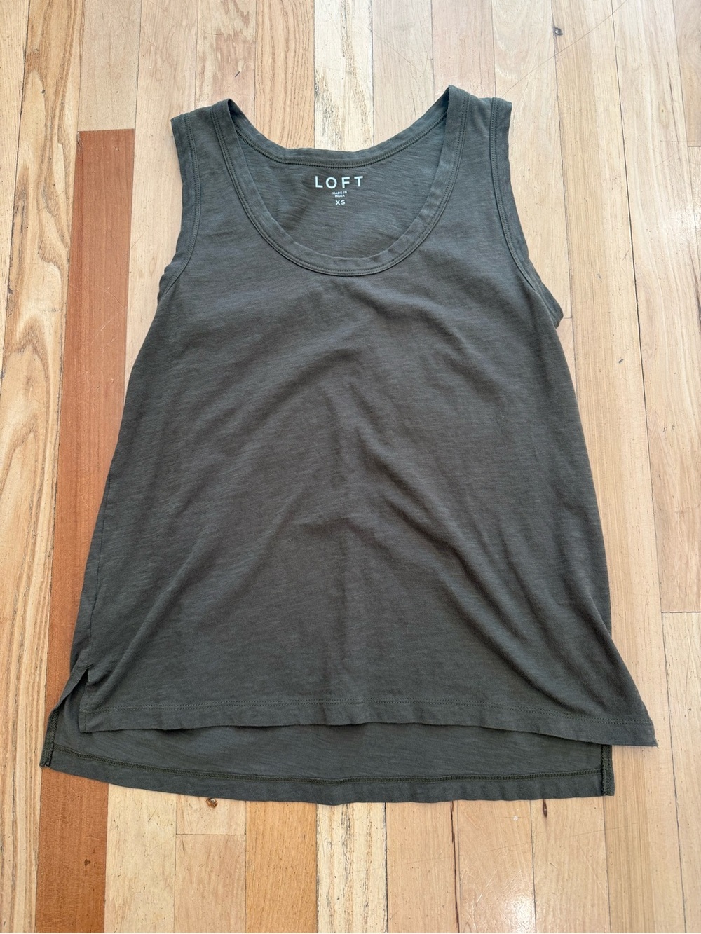 LOFT Olive Green Scoop Neck Tank, size XS